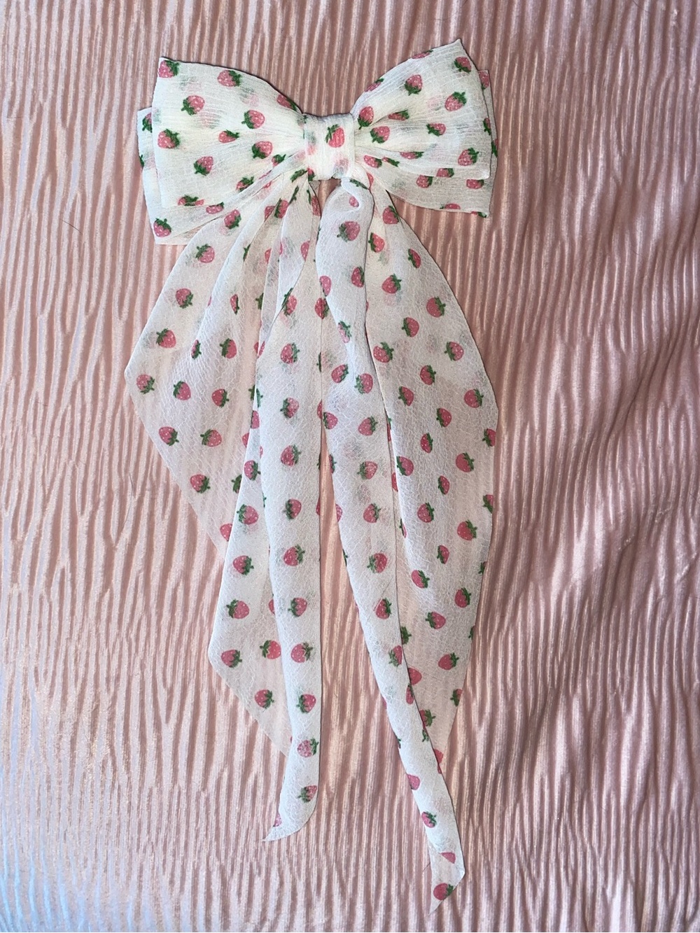 wild fable White Bow Hair Clip with Pink Strawberry Print